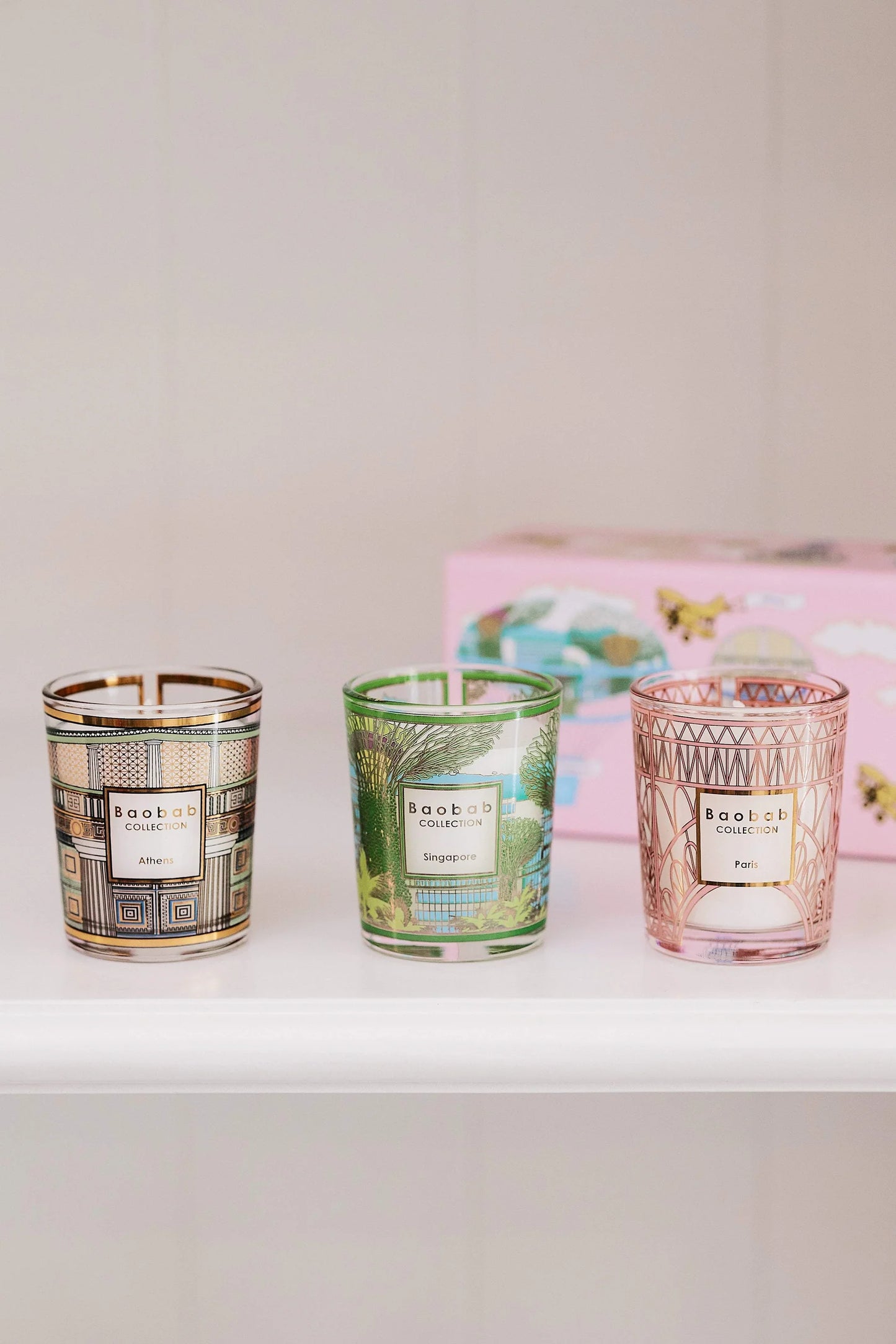 Trio Travel candles Singapore-Athens-Paris